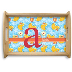Rubber Duckies & Flowers Natural Wooden Tray - Small (Personalized)