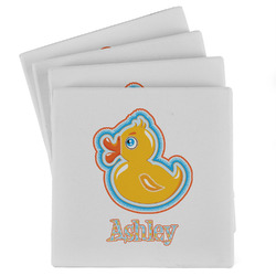 Rubber Duckies & Flowers Absorbent Stone Coasters - Set of 4 (Personalized)