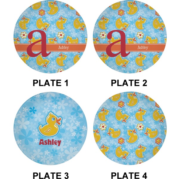 Rubber Duckies & Flowers Set of Appetizer / Dessert Plates (Approval)