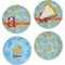 Rubber Duckies & Flowers Set of 4 Glass Appetizer / Dessert Plate 8" (Personalized)
