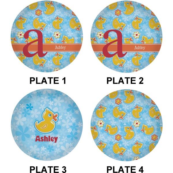 Rubber Duckies & Flowers Set of Lunch / Dinner Plates (Approval)