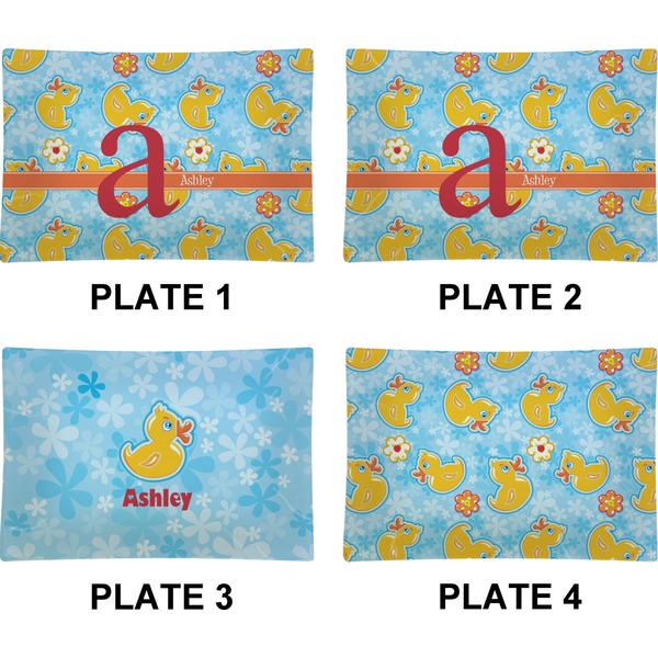 Rubber Duckies & Flowers Set of Rectangular Appetizer / Dessert Plates (Approval)