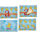 Rubber Duckies & Flowers Set of 4 Glass Rectangular Appetizer / Dessert Plate (Personalized)