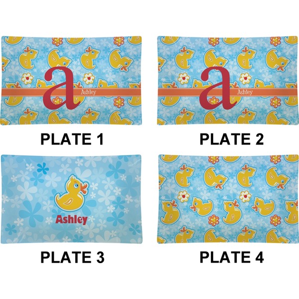 Rubber Duckies & Flowers Set of Rectangular Dinner Plates (Approval)