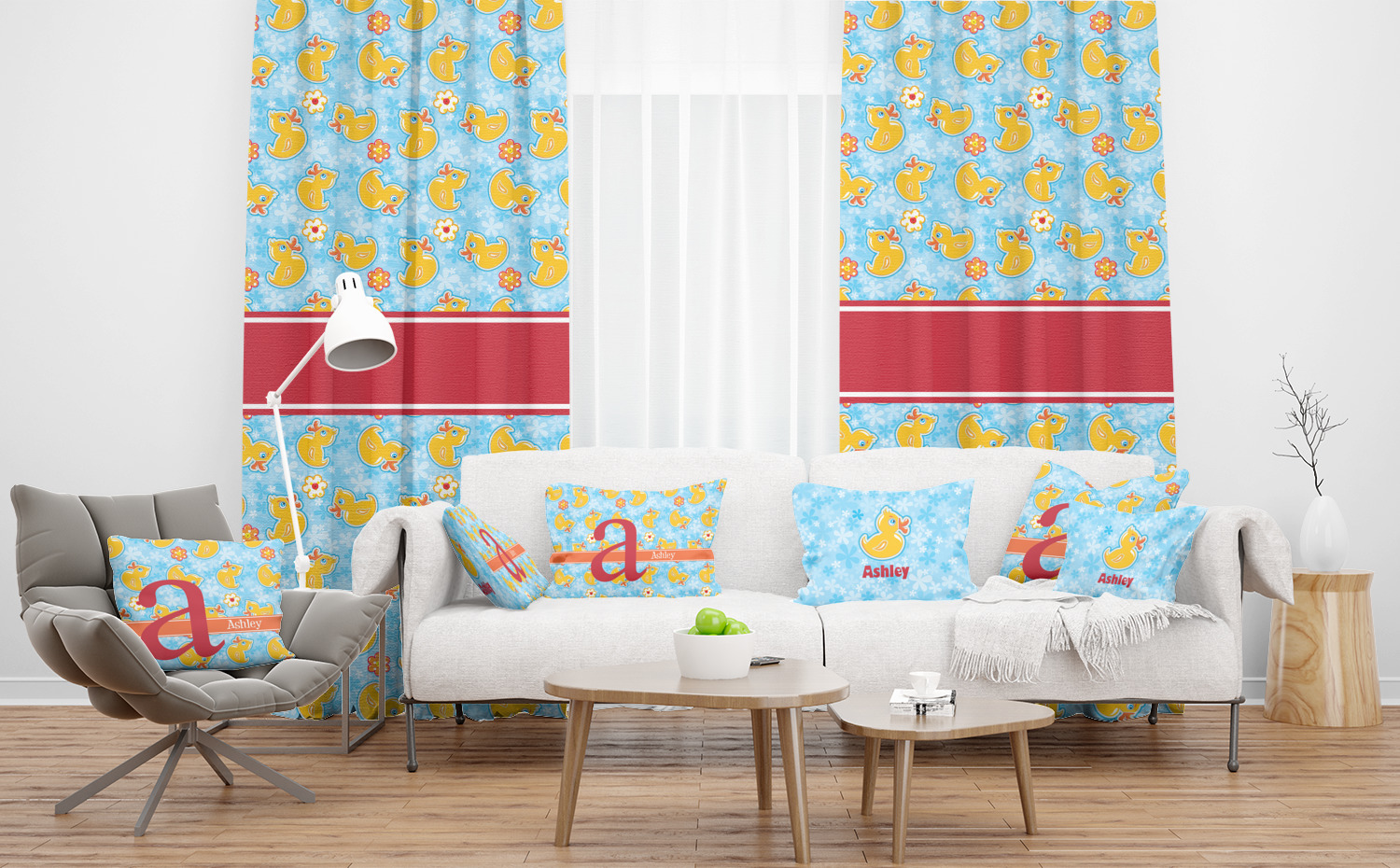 Custom Rubber Duckies & Flowers Curtain YouCustomizeIt