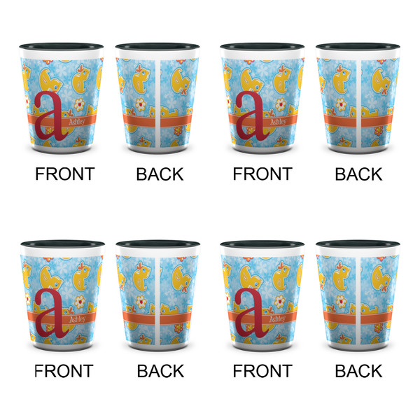 Rubber Duckies & Flowers Shot Glassess - Two Tone - Set of 4 - APPROVAL