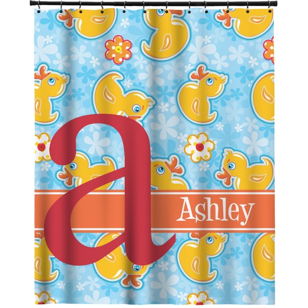Custom Rubber Duckies & Flowers Extra Long Shower Curtain - 70"x84" (Personalized)