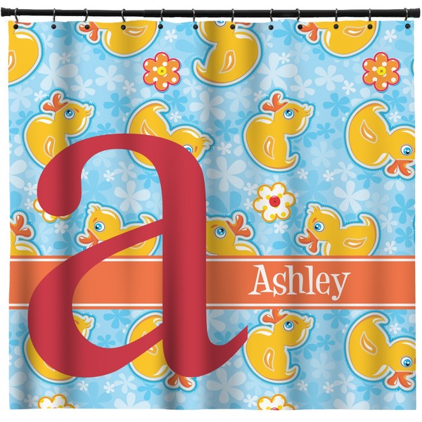 Custom Rubber Duckies & Flowers Shower Curtain - Custom Size (Personalized)