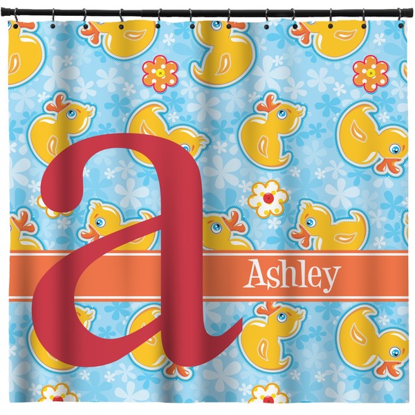 Custom Rubber Duckies & Flowers Shower Curtain (Personalized)