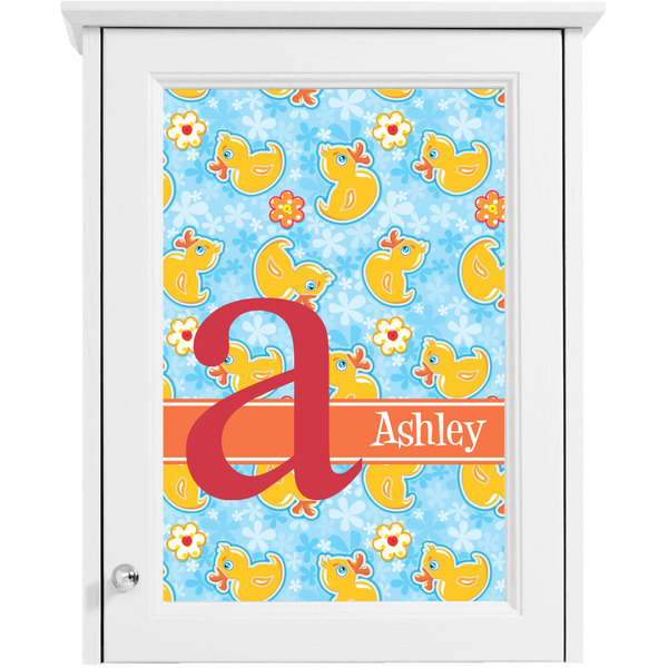 Rubber Duckies & Flowers Single White Cabinet Decal