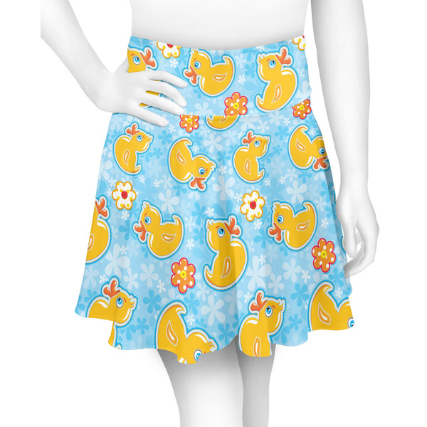 Custom Rubber Duckies & Flowers Skater Skirt - Medium