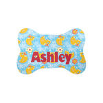 Rubber Duckies & Flowers Bone Shaped Dog Food Mat (Small) (Personalized)