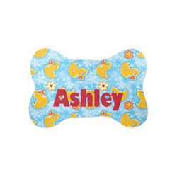 Rubber Duckies & Flowers Bone Shaped Dog Food Mat (Small) (Personalized)