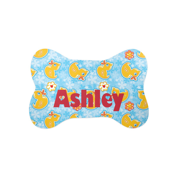 Custom Rubber Duckies & Flowers Bone Shaped Dog Food Mat (Small) (Personalized)