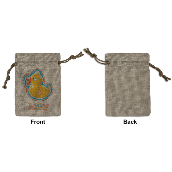 Rubber Duckies & Flowers Small Burlap Gift Bag - Front Approval
