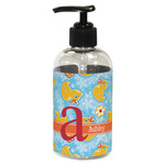Rubber Duckies & Flowers Plastic Soap / Lotion Dispenser (8 oz - Small - Black) (Personalized)