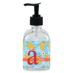 Rubber Duckies & Flowers Glass Soap & Lotion Bottle - Single Bottle (Personalized)
