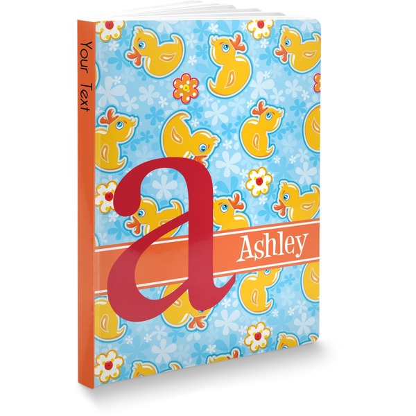 Custom Rubber Duckies & Flowers Softbound Notebook - 7.25" x 10" (Personalized)