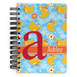 Rubber Duckies & Flowers Spiral Notebook - 5x7 w/ Name and Initial