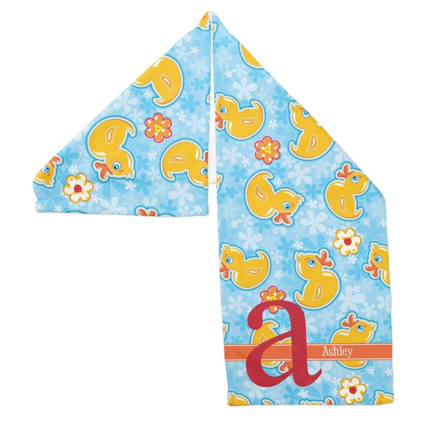 Rubber Duckies & Flowers Sports Towel Folded - Both Sides Showing