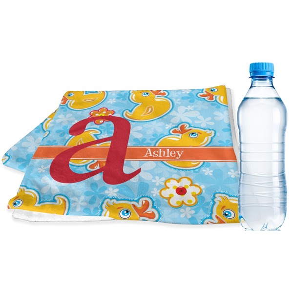 Custom Rubber Duckies & Flowers Sports & Fitness Towel (Personalized)
