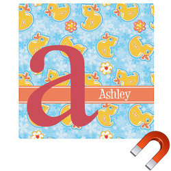 Rubber Duckies & Flowers Square Car Magnet - 6" (Personalized)