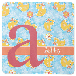 Rubber Duckies & Flowers Square Rubber Backed Coaster (Personalized)