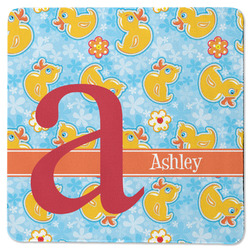 Rubber Duckies & Flowers Square Rubber Backed Coaster (Personalized)