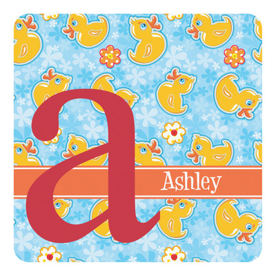 Rubber Duckies & Flowers Square Decal (Personalized)