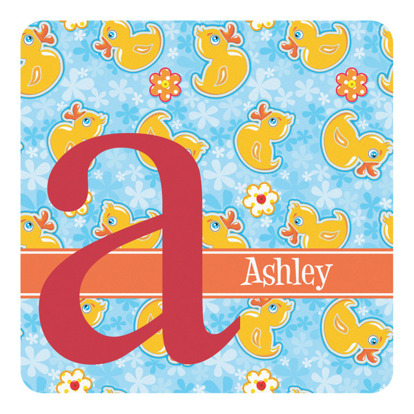 Custom Rubber Duckies & Flowers Square Decal - XLarge (Personalized)