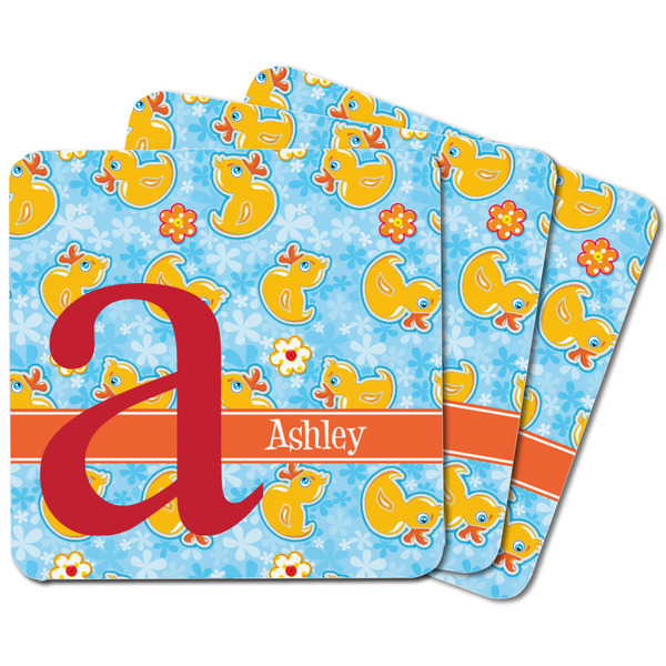 Rubber Duckies & Flowers Square Fridge Magnet - MAIN