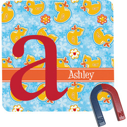 Rubber Duckies & Flowers Square Fridge Magnet (Personalized)