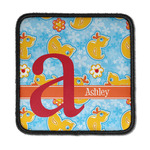 Rubber Duckies & Flowers Iron On Square Patch w/ Name and Initial