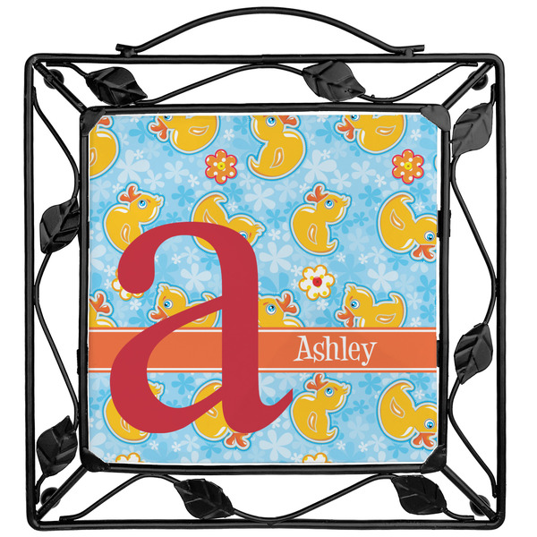 Custom Rubber Duckies & Flowers Square Trivet (Personalized)