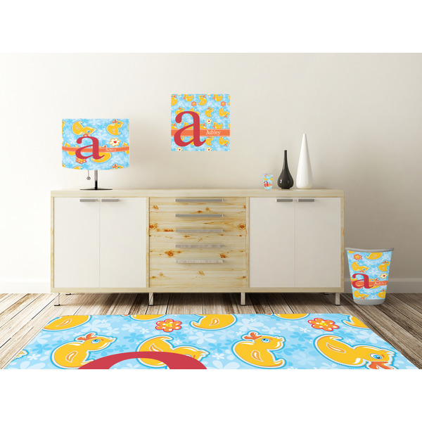 Rubber Duckies & Flowers Square Wall Decal Wooden Desk