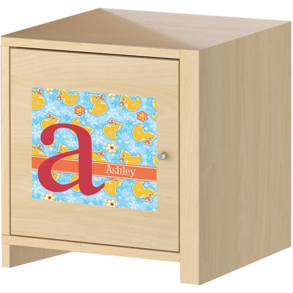 Rubber Duckies & Flowers Square Wall Decal on Wooden Cabinet