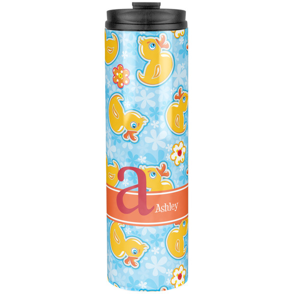 Custom Rubber Duckies & Flowers Stainless Steel Skinny Tumbler - 20 oz (Personalized)