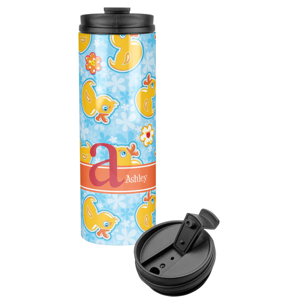 Custom Rubber Duckies & Flowers Stainless Steel Skinny Tumbler (Personalized)