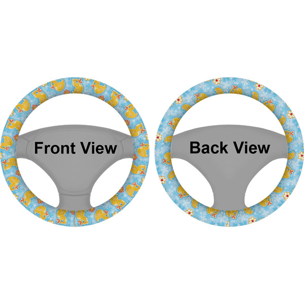 Rubber Duckies & Flowers Steering Wheel Cover- Front and Back