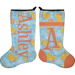 Rubber Duckies & Flowers Holiday Stocking - Double-Sided - Neoprene (Personalized)