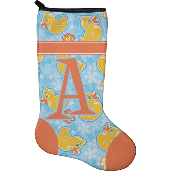 Custom Rubber Duckies & Flowers Holiday Stocking - Single-Sided - Neoprene (Personalized)