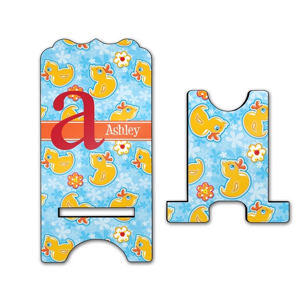 Rubber Duckies & Flowers Stylized Phone Stand - Front & Back - Large