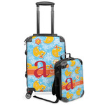 Rubber Duckies & Flowers Kids 2-Piece Luggage Set - Suitcase & Backpack (Personalized)