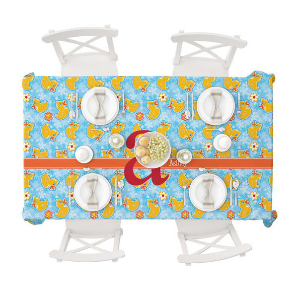 Rubber Duckies & Flowers Tablecloths (58"x102") - TOP VIEW