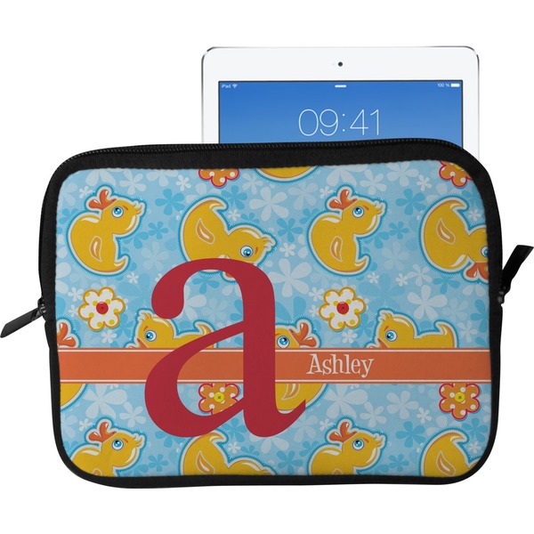 Custom Rubber Duckies & Flowers Tablet Case / Sleeve - Large (Personalized)