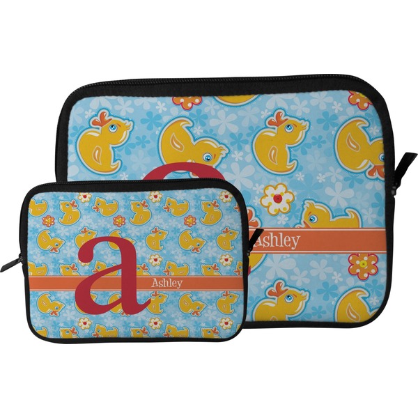Rubber Duckies & Flowers Tablet Sleeve (Size Comparison)