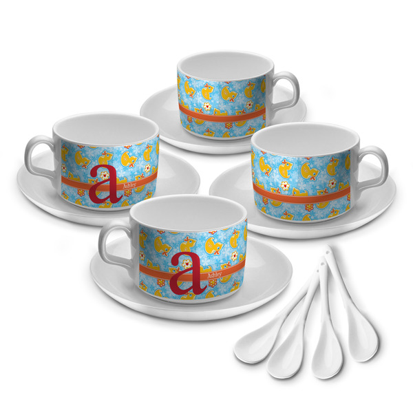 Rubber Duckies & Flowers Tea Cup - Set of 4