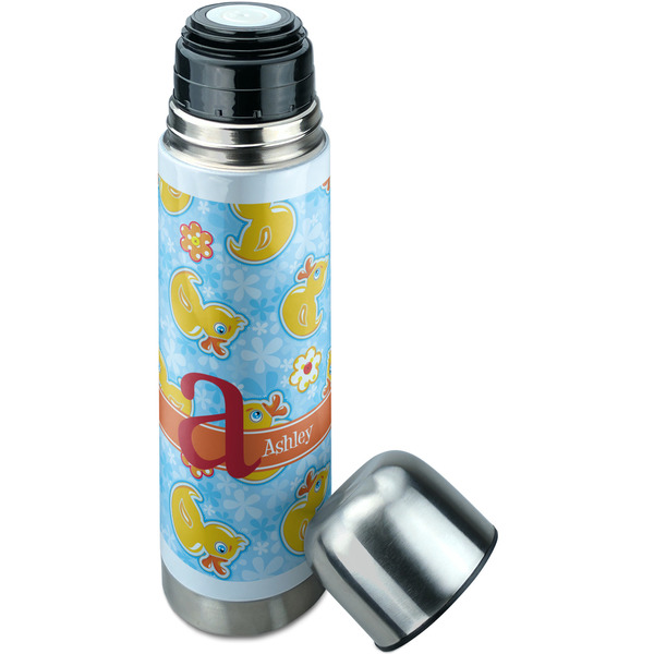 Rubber Duckies & Flowers Thermos - Lid Off