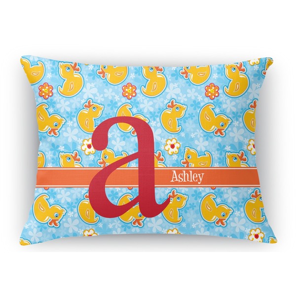 Custom Rubber Duckies & Flowers Rectangular Throw Pillow Case - 12"x18" (Personalized)