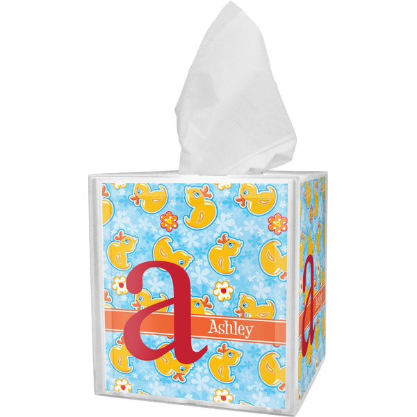 Custom Rubber Duckies & Flowers Tissue Box Cover (Personalized)